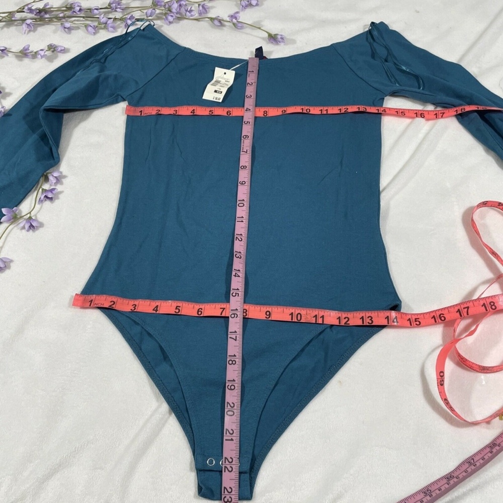 NWT Aeropostle [ Medium‎ ] Long Sleeve Basic Bodysuit in Peacock Blue - Picture 3 of 11